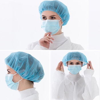 18'' Disposable Hair Net Cap Clip Blue Yellow Pink White Surgeon'S Cap Package